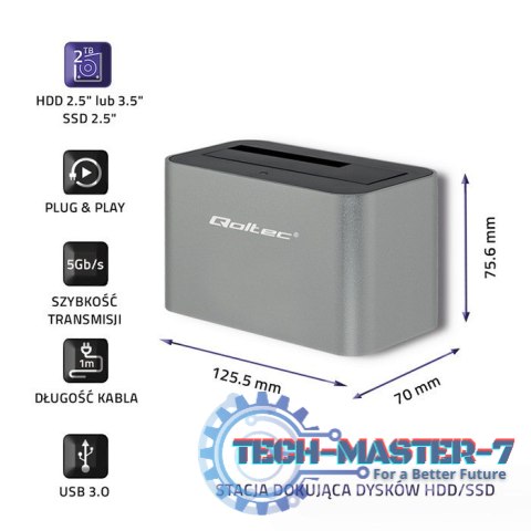 Stacja dokująca dysków HDD/SSD | 2.5"/3.5" SATA | USB 3.0 Stacja dokująca dysków HDD/SSD | 2.5"/3.5" SATA | USB 3.0