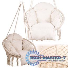 Huśtawka ogrodowa bocianie gniazdo z poduszką XXL ecru 150kg