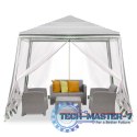 Pawilon ogrodowy namiot imprezowy handlowy altana z moskitiera biały 3 X 3 m Pawilon ogrodowy namiot imprezowy handlowy altana z moskitiera biały 3 X 3 m