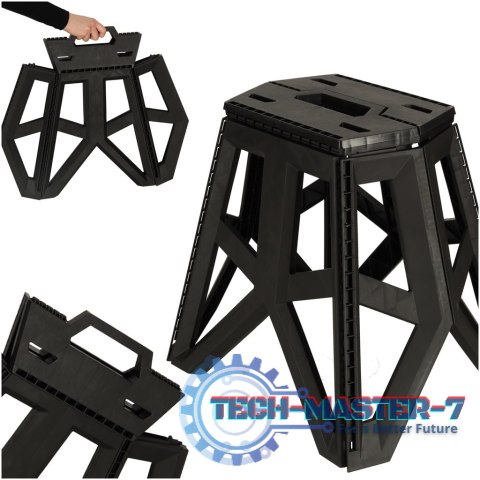 Taboret składany krzesełko turystyczne kempingowe przenośne 40 cm czarny Taboret składany krzesełko turystyczne kempingowe przenośne 40 cm czarny