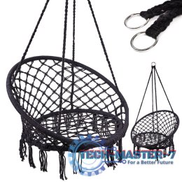 Huśtawka fotel bocianie gniazdo z oparciem czarna 80cm 150kg