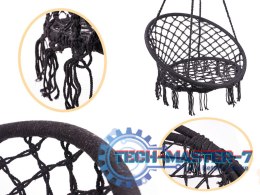 Huśtawka fotel bocianie gniazdo z oparciem czarna 80cm 150kg