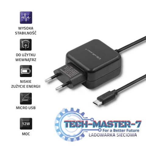Ładowarka sieciowa 5V | 2.4A | 12W | Micro USB | Czarna Ładowarka sieciowa 5V | 2.4A | 12W | Micro USB | Czarna