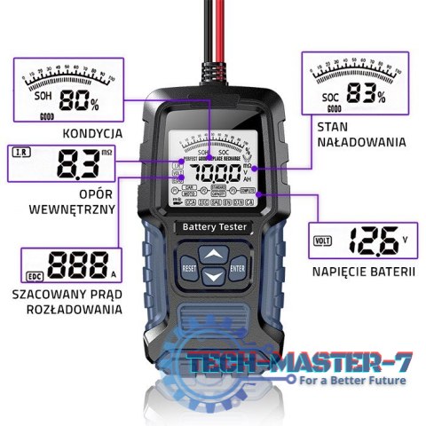 Cyfrowy tester akumulatora z wyświetlaczem LCD | 12V | 24V | 3Ah-250Ah Cyfrowy tester akumulatora z wyświetlaczem LCD | 12V | 24V | 3Ah-250Ah
