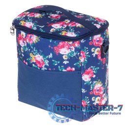 Torba termiczna na lunch jedzenie śniadaniowa izolacyjna plażowa na piknik 11L granatowa w kwiaty