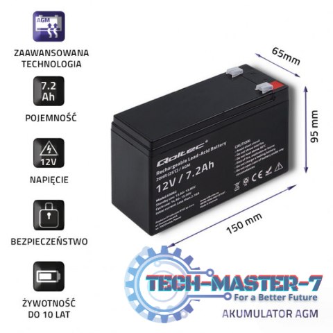 Akumulator AGM 12V | 7.2Ah | max. 108A Akumulator AGM 12V | 7.2Ah | max. 108A