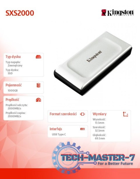 Dysk SSD XS2000 1000GB USB3.2 Gen2.2 Zewnętrzni Dysk SSD XS2000 1000GB USB3.2 Gen2.2 Zewnętrzni
