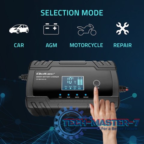 Inteligentna mikroprocesorowa ładowarka 12V 8A | 24V 4A |Prostownik z funkcją naprawy do akumulatora AGM GEL | LCD Inteligentna mikroprocesorowa ładowarka 12V 8A | 24V 4A |Prostownik z funkcją naprawy do akumulatora AGM GEL | LCD