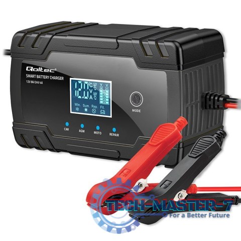 Inteligentna mikroprocesorowa ładowarka 12V 8A | 24V 4A |Prostownik z funkcją naprawy do akumulatora AGM GEL | LCD Inteligentna mikroprocesorowa ładowarka 12V 8A | 24V 4A |Prostownik z funkcją naprawy do akumulatora AGM GEL | LCD