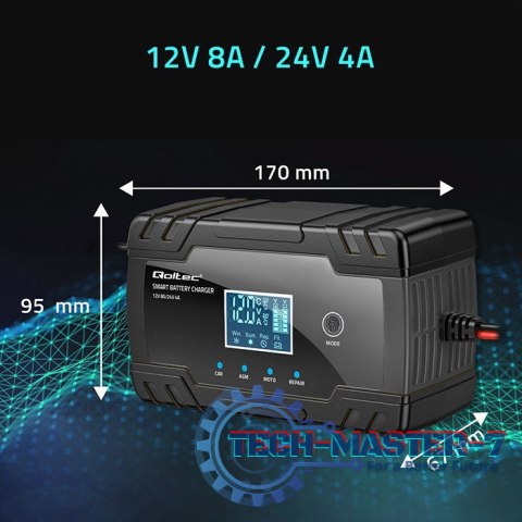 Inteligentna mikroprocesorowa ładowarka 12V 8A | 24V 4A |Prostownik z funkcją naprawy do akumulatora AGM GEL | LCD Inteligentna mikroprocesorowa ładowarka 12V 8A | 24V 4A |Prostownik z funkcją naprawy do akumulatora AGM GEL | LCD