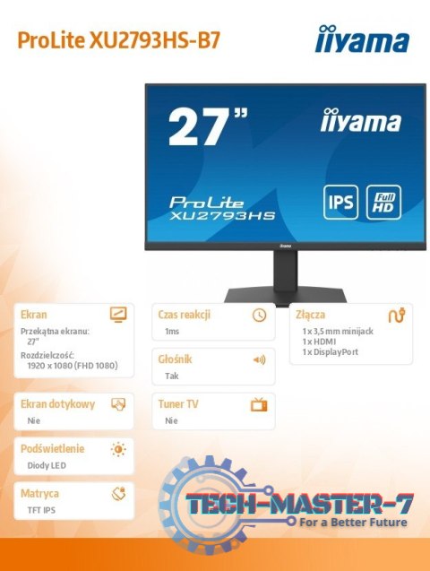 Monitor 27 cali XU2793HS-B7,IPS,HDMI,DP,ACR,2x2W,300cd Monitor 27 cali XU2793HS-B7,IPS,HDMI,DP,ACR,2x2W,300cd