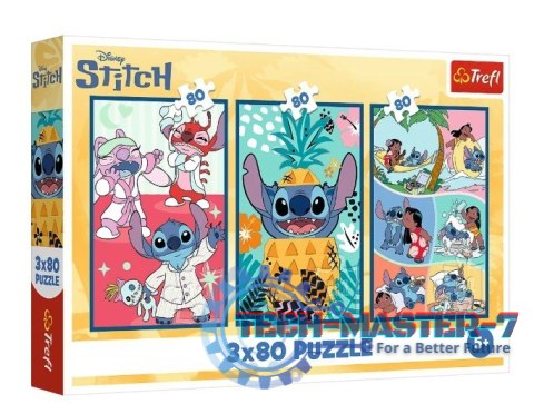 Puzzle 3x80 elementów Stitch świat Puzzle 3x80 elementów Stitch świat