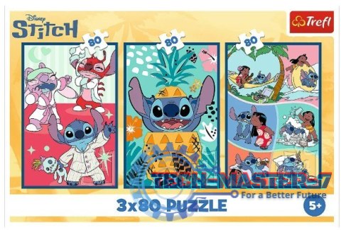 Puzzle 3x80 elementów Stitch świat Puzzle 3x80 elementów Stitch świat