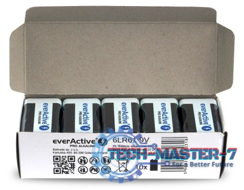 Bateria alkaliczna R9/6LR61 9V PRO ALKALINE, Opakowanie 10 szt. Bateria alkaliczna R9/6LR61 9V PRO ALKALINE, Opakowanie 10 szt.