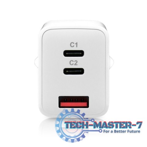 Ładowarka USB/USB-C QC4+ 65W technologia GaN Biała Ładowarka USB/USB-C QC4+ 65W technologia GaN Biała