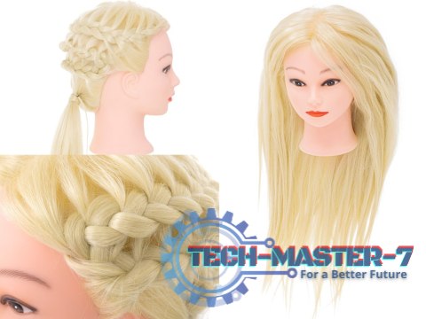 Główka głowa treningowa fryzjerska naturalne włosy blond Główka głowa treningowa fryzjerska naturalne włosy blond