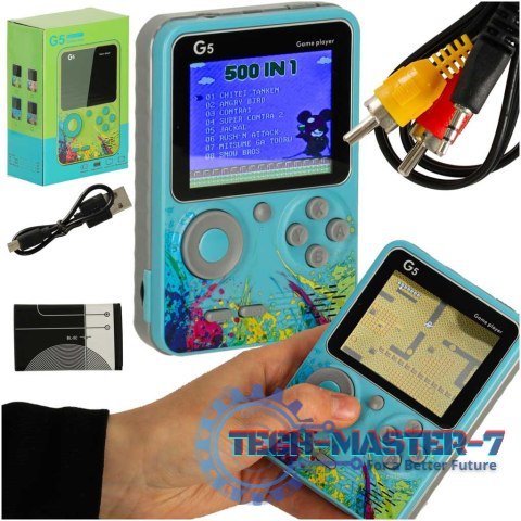 Konsola przenośna do gier mini retro niebieska Konsola przenośna do gier mini retro niebieska