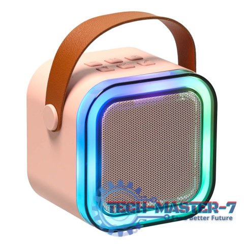 Zestaw do karaoke 2 mikrofony + głośnik przenośny BLUETOOTH USB LED różowy Zestaw do karaoke 2 mikrofony + głośnik przenośny BLUETOOTH USB LED różowy