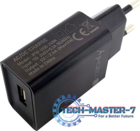 Ładowarka TECHLY IPW-USB-24BK(1x USB Typ A\2400mA\5V) Ładowarka TECHLY IPW-USB-24BK(1x USB Typ A\2400mA\5V)