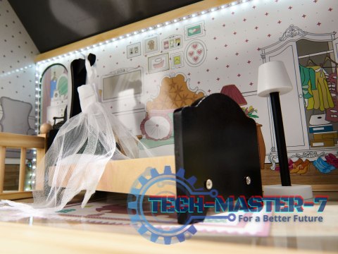 Domek dla lalek drewniany MDF mebelki 122cm XXL LED Domek dla lalek drewniany MDF mebelki 122cm XXL LED