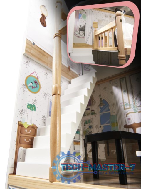 Domek dla lalek drewniany MDF mebelki 122cm XXL LED Domek dla lalek drewniany MDF mebelki 122cm XXL LED