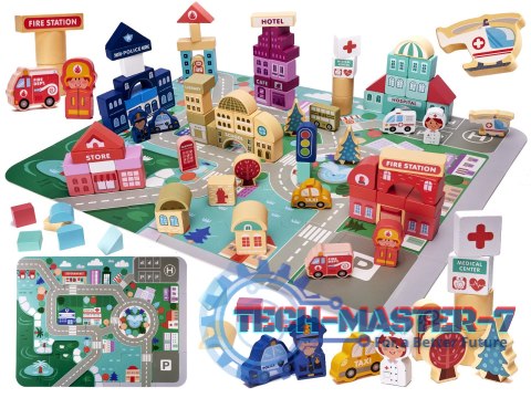 Klocki drewniane edukacyjne miasto puzzle 100el. Klocki drewniane edukacyjne miasto puzzle 100el.