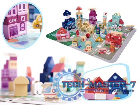 Klocki drewniane edukacyjne miasto puzzle 100el. Klocki drewniane edukacyjne miasto puzzle 100el.