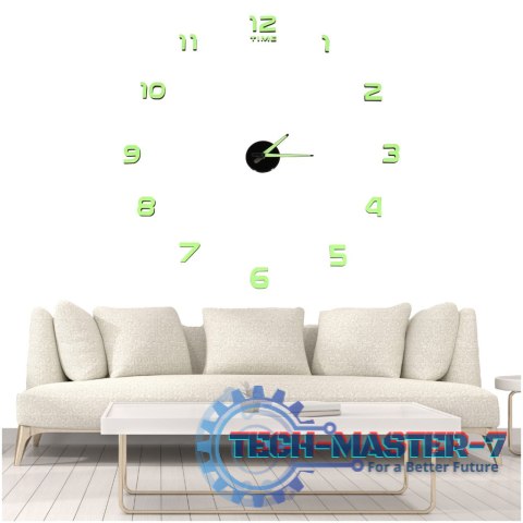 Zegar ścienny naklejany DIY fluorescencyjny regulowany 50-60cm 12 cyfr Zegar ścienny naklejany DIY fluorescencyjny regulowany 50-60cm 12 cyfr
