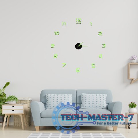 Zegar ścienny naklejany DIY fluorescencyjny regulowany 50-60cm 12 cyfr Zegar ścienny naklejany DIY fluorescencyjny regulowany 50-60cm 12 cyfr