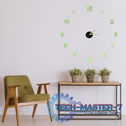 Zegar ścienny naklejany DIY fluorescencyjny regulowany 50-60cm 12 cyfr Zegar ścienny naklejany DIY fluorescencyjny regulowany 50-60cm 12 cyfr