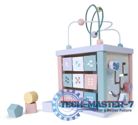 Drewniana kostka edukacyjna, sorter, mula, zegar ECOTOYS ECOTOYS Drewniana kostka edukacyjna, sorter, mula, zegar ECOTOYS ECOTOYS