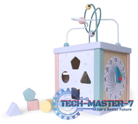 Drewniana kostka edukacyjna, sorter, mula, zegar ECOTOYS ECOTOYS Drewniana kostka edukacyjna, sorter, mula, zegar ECOTOYS ECOTOYS