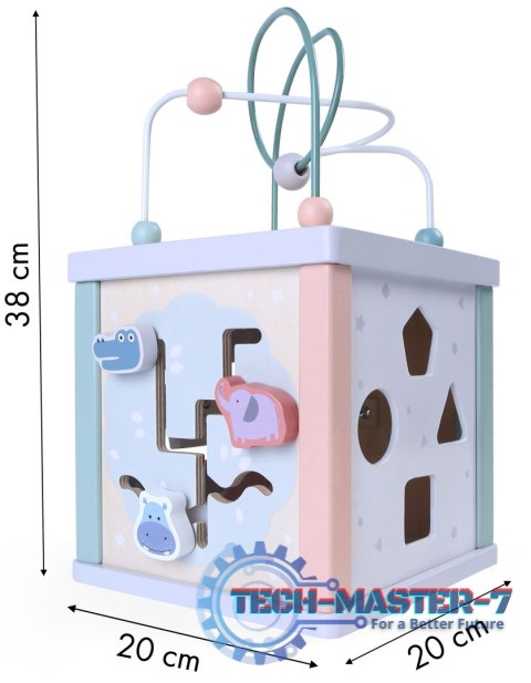 Drewniana kostka edukacyjna, sorter, mula, zegar ECOTOYS ECOTOYS Drewniana kostka edukacyjna, sorter, mula, zegar ECOTOYS ECOTOYS