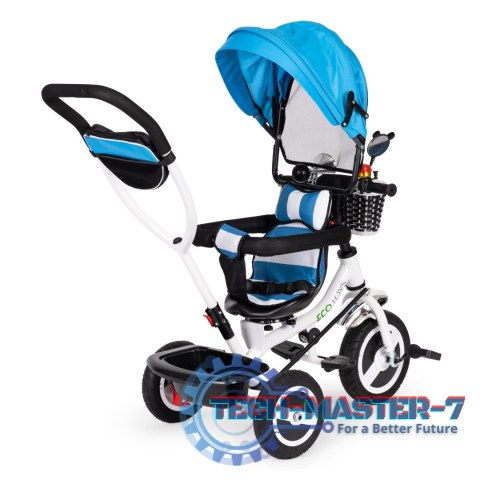 Rower trójkołowy obracany daszek wytrzymałe gumowe koła niebieski ECOTOYS ECOTOYS Rower trójkołowy obracany daszek wytrzymałe gumowe koła niebieski ECOTOYS ECOTOYS