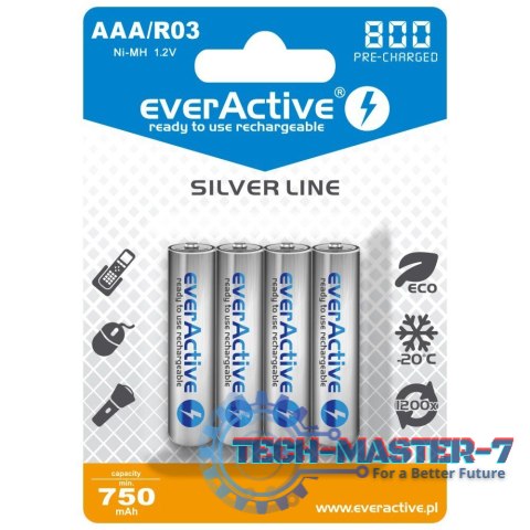 Baterie EVERACTIVE NiMH AAA 750mAh 4 szt. EVHRL03-800 Baterie EVERACTIVE NiMH AAA 750mAh 4 szt. EVHRL03-800