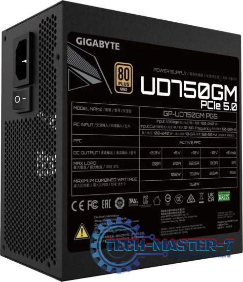 Zasilacz PC GIGABYTE 750W GP-UD750GM PG5 Zasilacz PC GIGABYTE 750W GP-UD750GM PG5