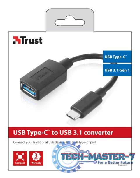 Adapter TRUST USB-C do USB3.0 Czarny 20967 USB Typ C - USB 3.0 Adapter TRUST USB-C do USB3.0 Czarny 20967 USB Typ C - USB 3.0