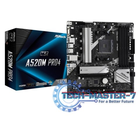 Płyta główna ASROCK A520M PRO4 Socket AM4 MICRO ATX Płyta główna ASROCK A520M PRO4 Socket AM4 MICRO ATX