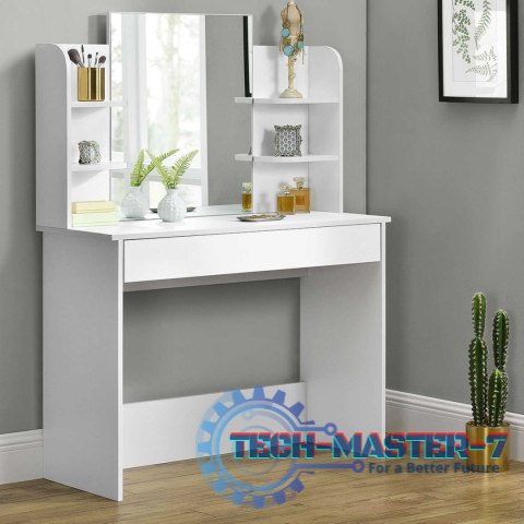 Toaletka kosmetyczna nowoczesna duże lustro półki ModernHome ModernHome Toaletka kosmetyczna nowoczesna duże lustro półki ModernHome ModernHome
