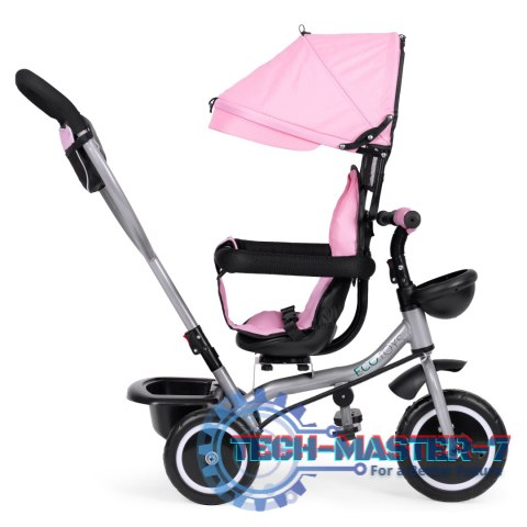 Rowerek trójkołowy spacerówka 2w1 obracane siedzisko składany daszek różowy - ECOTOYS ECOTOYS Rowerek trójkołowy spacerówka 2w1 obracane siedzisko składany daszek różowy - ECOTOYS ECOTOYS