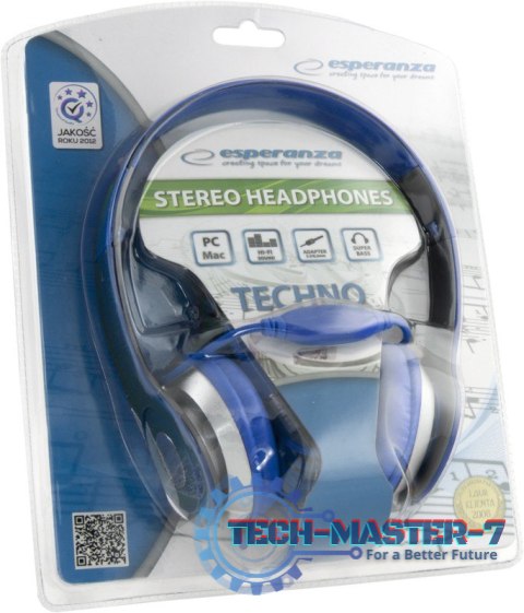 SŁUCHAWKI AUDIO STEREO TECHNO EH145B NIEBIESKIE SŁUCHAWKI AUDIO STEREO TECHNO EH145B NIEBIESKIE