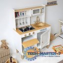 Kuchnia dla dzieci z dźwiękami i LED drewniana duża otwierane szafki 7 akcesoriów ECOTOYS ECOTOYS