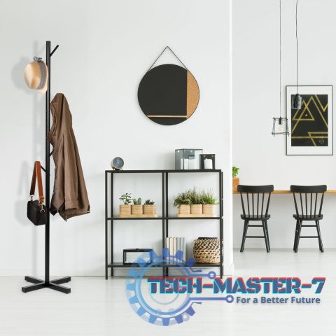 Stojący wieszak na ubrania prosty metalowy 7 haczyków 177 cm ModernHome ModernHome Stojący wieszak na ubrania prosty metalowy 7 haczyków 177 cm ModernHome ModernHome