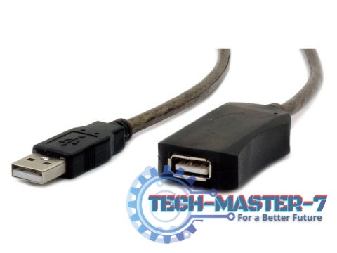 Przedłużacz USB 2.0 typu AM-AF 10m aktywny czarny Przedłużacz USB 2.0 typu AM-AF 10m aktywny czarny