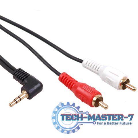 Przewód mini jack 3,5mm kątowy 2RCA 3m MCTV-825 Czarny Przewód mini jack 3,5mm kątowy 2RCA 3m MCTV-825 Czarny