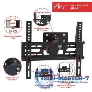 Uchwyt do LCD/LED 22-47" 30KG AR-49 regulowany wpionie i poziomie Uchwyt do LCD/LED 22-47" 30KG AR-49 regulowany wpionie i poziomie
