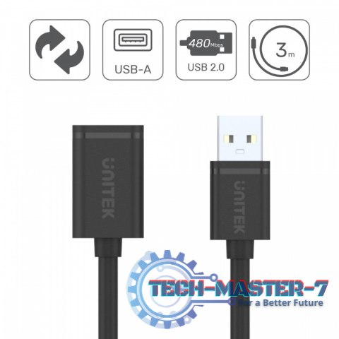 Przedłużacz USB 2.0 AM-AF, 0.5m; Y-C447GBK Przedłużacz USB 2.0 AM-AF, 0.5m; Y-C447GBK