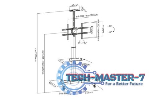 Stojak mobilny pojedynczy z półką, 1xLCD, max. 70", max. 50kg, VESA max. 600x400 pivot Stojak mobilny pojedynczy z półką, 1xLCD, max. 70", max. 50kg, VESA max. 600x400 pivot