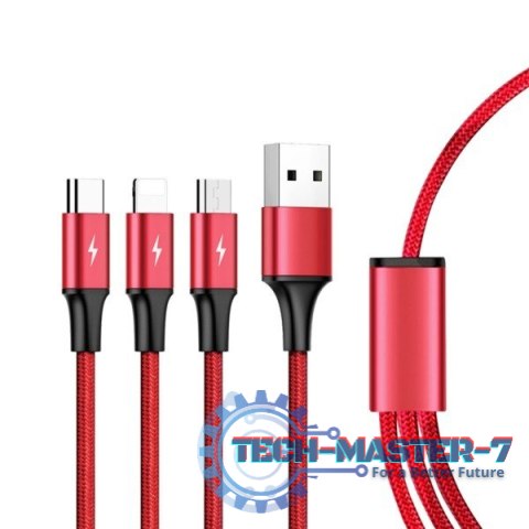 Kabel ładujący 3-in-1 USB - USB-C/microUSB/Lightning, 1,2m; C4049RD Kabel ładujący 3-in-1 USB - USB-C/microUSB/Lightning, 1,2m; C4049RD