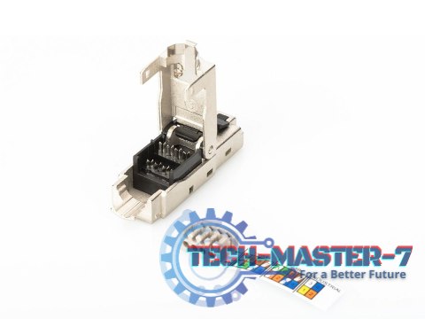 Wtyk modularny RJ45 kat.6A, PoE+, 10GbE, STP, ekranowany, metalowy, beznarzędziowy, AWG 27-22, zaślepka Wtyk modularny RJ45 kat.6A, PoE+, 10GbE, STP, ekranowany, metalowy, beznarzędziowy, AWG 27-22, zaślepka